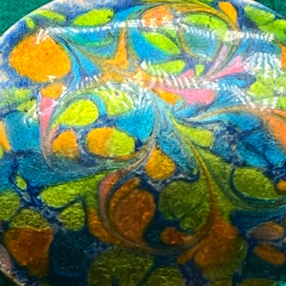 Inga Enameled Brooch, Signed, Vintage - Picture 3 of 6